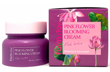 Крем для обличчя з екстрактом пелюсток рожевого лотоса FarmStay Pink Flower Blooming Cream Pink Lotus фото