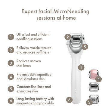 електронний ролер для обличчя з мікроголками 9 в 1 geske microneedle face roller 9 in 1 фото
