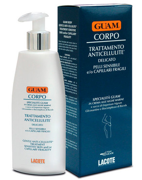 Крем антицелюлітний для чутливої шкіри, для шкіри з тендітними капілярами Guam Corpo Trattamento Anicellulite Delicato Pelli Sensibili E/O Capillari Fragilli фото