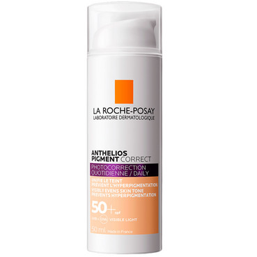 Коригуючий засіб АНТЕЛІОС сонцезахисний з тонуючим ефектом для щоденного догляду за шкірою обличчя, схильною до гіперпігментації, SPF50+ La Roche-Posay Anthelios Pigment Correct SPF50+ фото