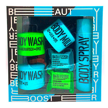 Косметичний набір Mades Cosmetics Beauty Booster (sh/gel/100ml + sh/gel/100ml + b/milk/100ml + spr/100ml + tab/20g*2) фото