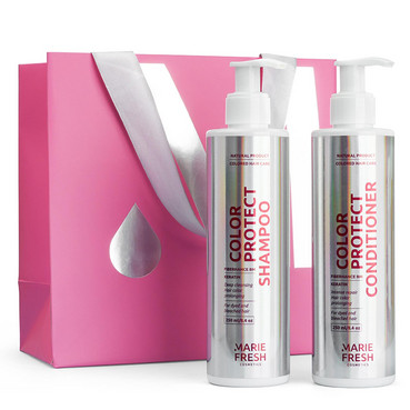 Подарунковий набір для фарбованого волосся Color Protect Marie Fresh Cosmetics Gift Set Colored Hair Care (h/shm/250ml + h/cond/250ml) фото