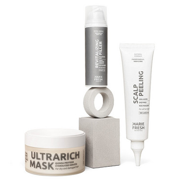 Набір для сухого та пошкодженого волосся Marie Fresh Cosmetics Professional Hair Series Set (h/mask/200ml + h/filler/50ml + h/peel/100ml) фото
