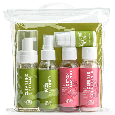 Дорожній набір для проблемної шкіри Marie Fresh Cosmetics Travel Set for Problem Skin (f/foam/50ml + f/ton/50ml + h/shm/50ml + h/cond/50ml + f/fluid/5ml) фото