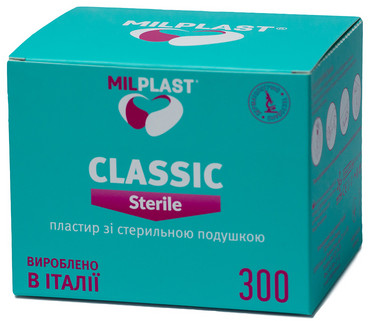 Набір стерильних пластирів (7*2 см) Milplast Classic Sterile 300 фото