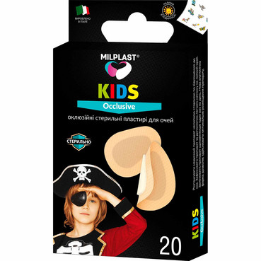 Дитячі оклюзійні стерильні пластирі для очей (6х5 см) Milplast Kids Occlusive фото