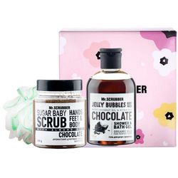 Подарочный набор Mr.Scrubber &bq;Chocolate&bq; (body/scr/300 g + sh/gel/275 ml + sh/sponge) фото