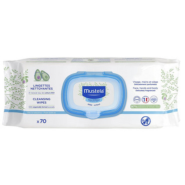 Вологі серветки для очищення обличчя та тіла Mustela Bebe Extra Thick Wipes фото