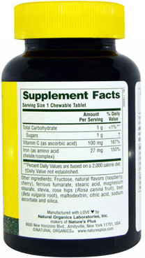 железо с витамином с natures plus chewable iron фото