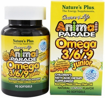 Комплекс Омега 3/6/9 для дітей зі смаком лимона Natures Plus Source of Life Animal Parade Omega 3/6/9 Junior фото