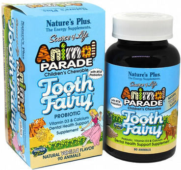 Пробіотик для здоров'я зубів і порожнини рота для дітей зі смаком ванілі Natures Plus Source of Life Animal Parade Tooth Fairy фото