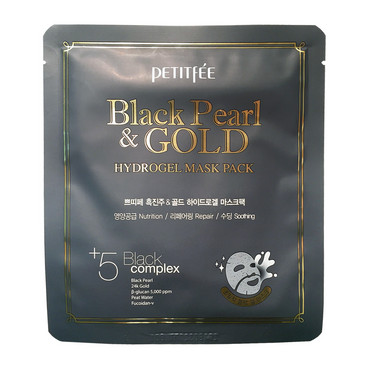 Фото Гидрогелевая маска для лица с золотом и черным жемчугом Petitfee Black Pearl & Gold Hydrogel Mask Pack