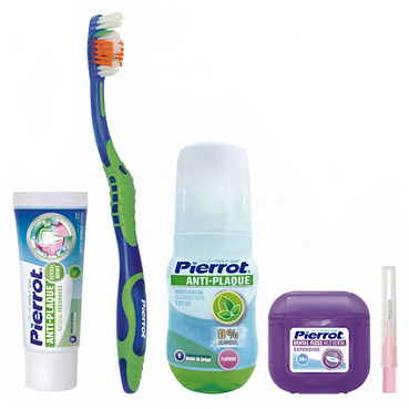 набір для подорожей pierrot orthodontic dental kit complete (tpst/75ml + tbrsh/1шт + m/wash/100ml + floss/30m + brsh/1шт) фото