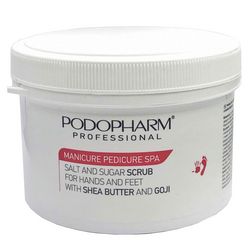 Сахарно-солевой пилинг для ладоней и стоп с ягодами годжи и маслом ши Podopharm Professional Salt And Sugar Scrub фото