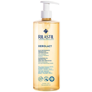Очищуюча олійка для обличчя та тіла для дуже сухої, схильної до подразнень та атопії шкіри Rilastil Xerolact Cleansing Oil фото