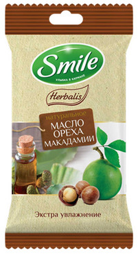 Вологі серветки з маслом горіха макадамії Smile Herbalis фото