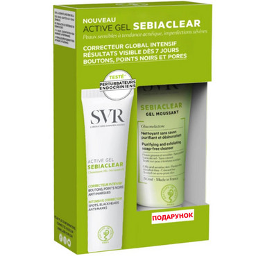 Набір для проблемної шкіри обличчя та тіла SVR Sebiaclear Set (f/gel/40ml + gel/55ml) фото