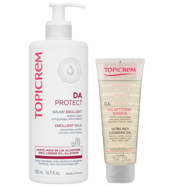 Набір для обличчя та тіла з очищуючим гелем Topicrem DA Protect Set (b/balm/500ml + f/b/gel75ml) фото