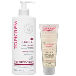 Набір для обличчя та тіла з очищуючим гелем Topicrem DA Protect Set (b/balm/500ml + f/b/gel75ml) фото