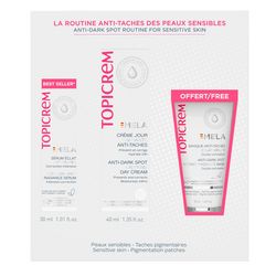 Набір для шкіри з гіперпігментацією Topicrem Mela Anti-Dark Spot (serum/30ml + d/cr/40ml + f/mask/50ml) фото