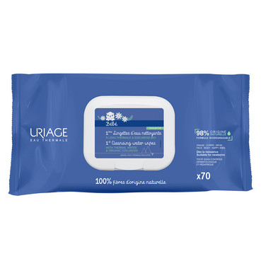 Bebe 1-ші серветки з очищуючою водою Uriage BEBE 1st Cleansing Water Wipes фото