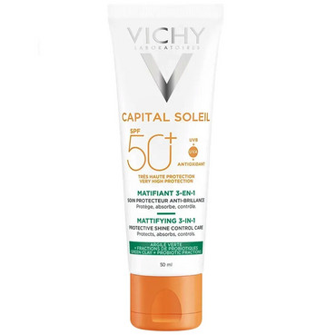 Солнцезащитный матирующий крем 3-в-1 для жирной, проблемной кожи, SPF 50+ Vichy Capital Soleil Mattifying 3-in-1 SPF 50+ фото