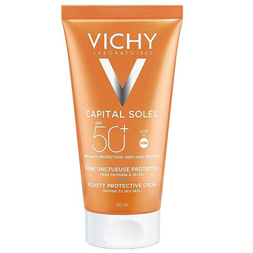 Сонцезахисний крем для обличчя потрійної дії, SPF 50+ Vichy Capital Soleil Velvety Cream SPF50 фото