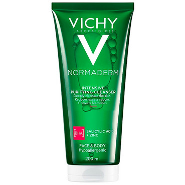 Гель для глибокого очищення жирної, схильної до недоліків шкіри обличчя та тіла Vichy Normaderm Intensive Purifying Cleanser фото