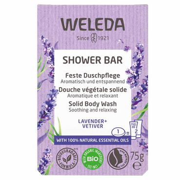 Твердий арома-бар для душу Лаванда та Ветівер Weleda Shower Bar Solid Body Wash Lavander+Vetiver фото