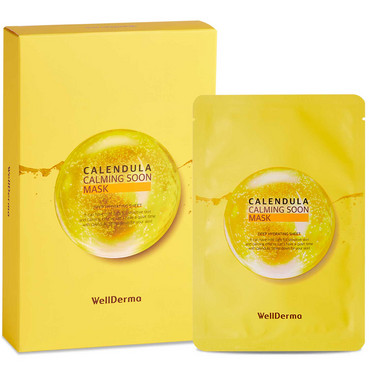 Тканинна маска для обличчя з календулою WellDerma Calendula Calming Soon Mask фото